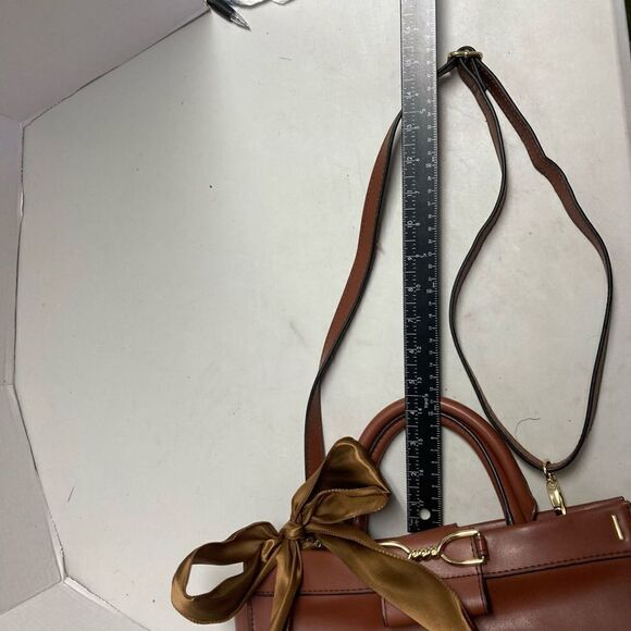 LONDON FOG Vegan Leather Shoulder Satchel Handbag Brown‎ - Picture 4 of 10